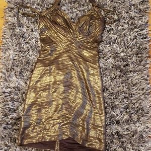 Gold haltered BCBG dress